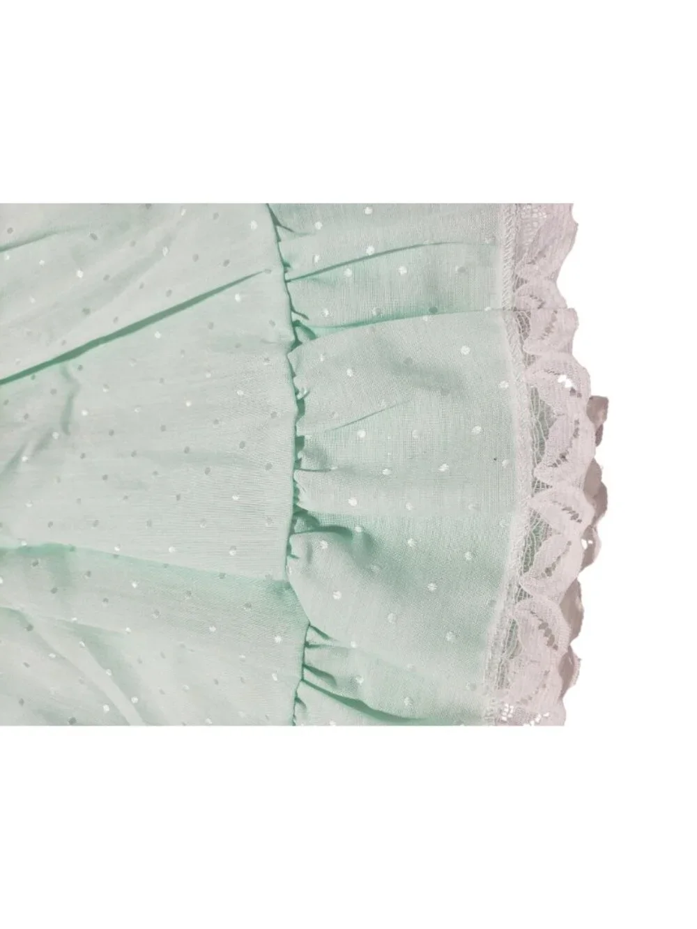 Vintage Mint Green White Lace Fancy Pageant Circle Baby Dress Frilly CottageCore